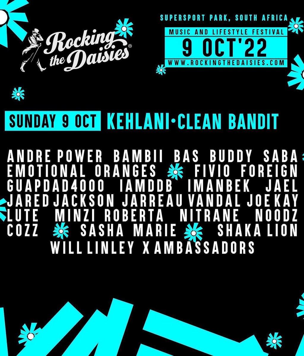 Lineup Poster Rocking The Daisies Johannesburg 2022