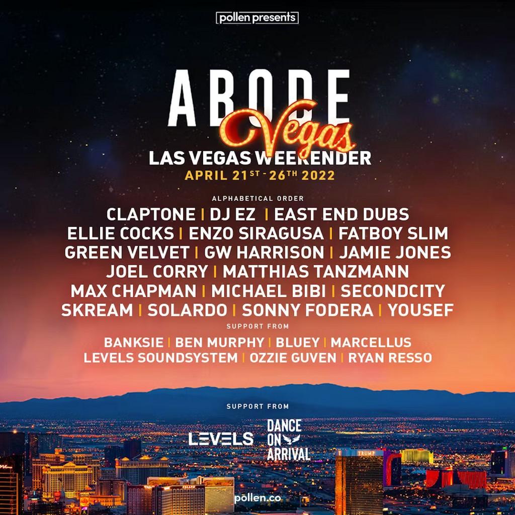 Lineup Poster ABODE - The Vegas Weekender 2022