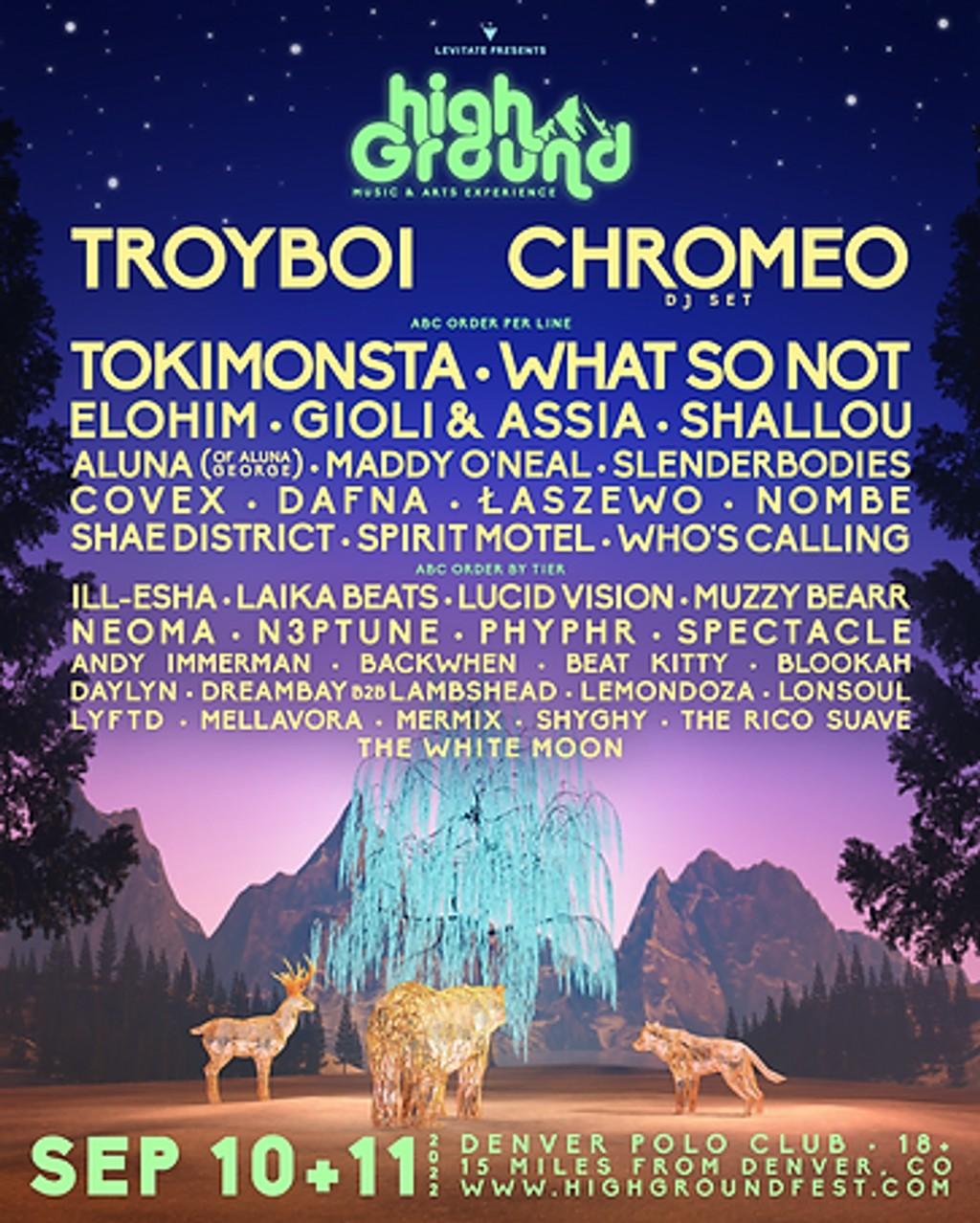 Lineup Poster High Ground Music & Arts Experience 2022