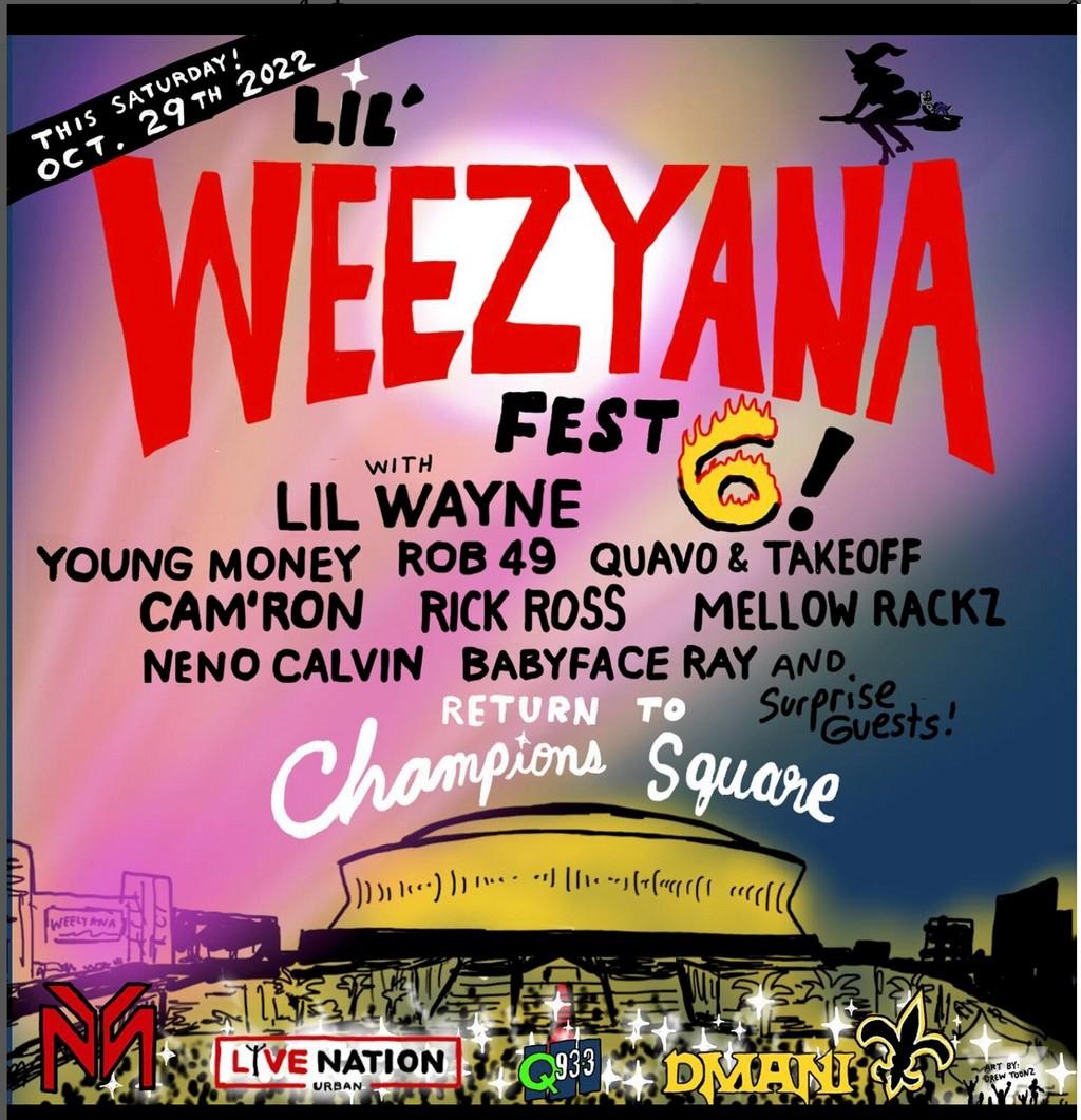 Lineup Poster Lil Weezyana Fest 2022
