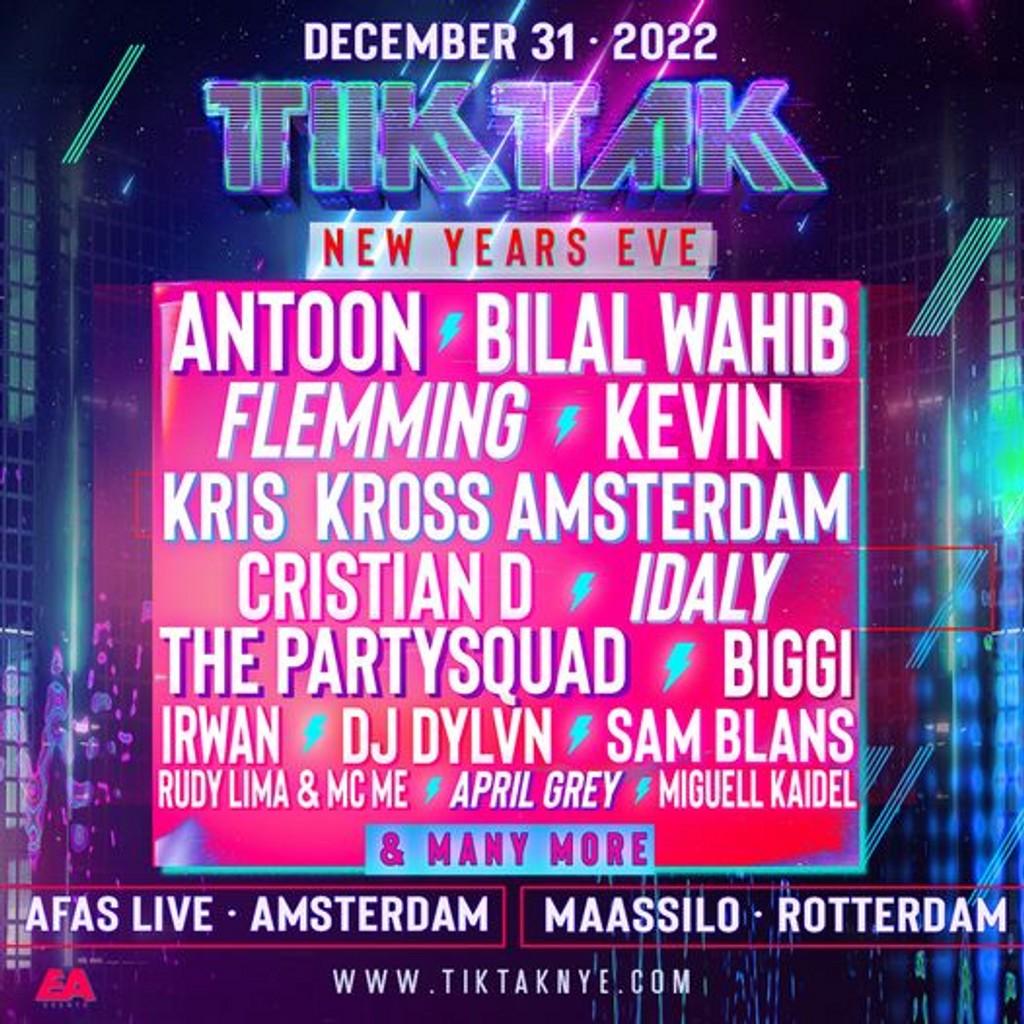 Lineup Poster TIKTAK New Years Eve Rotterdam 2022