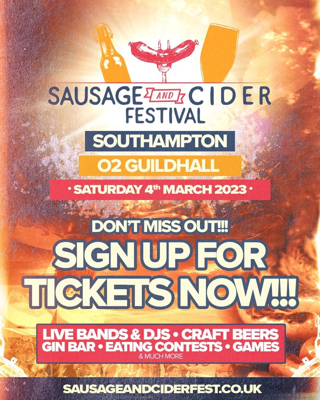 Lineup Poster Sausage and Cider Festival Southampton 2023