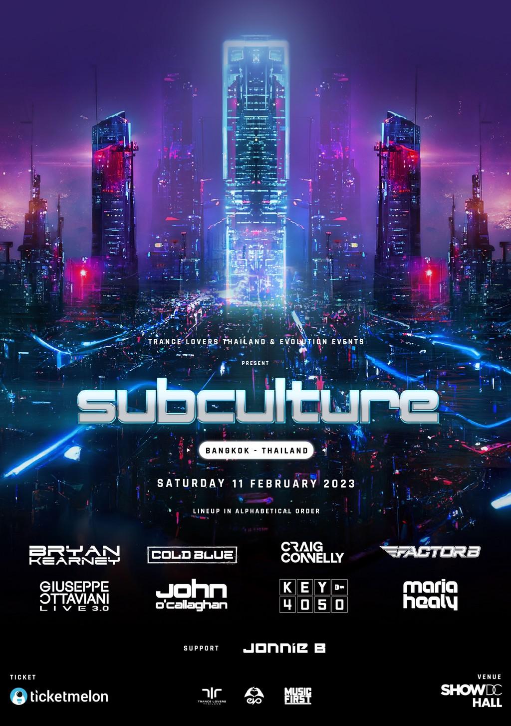 Lineup Poster Subculture Festival Thailand 2023