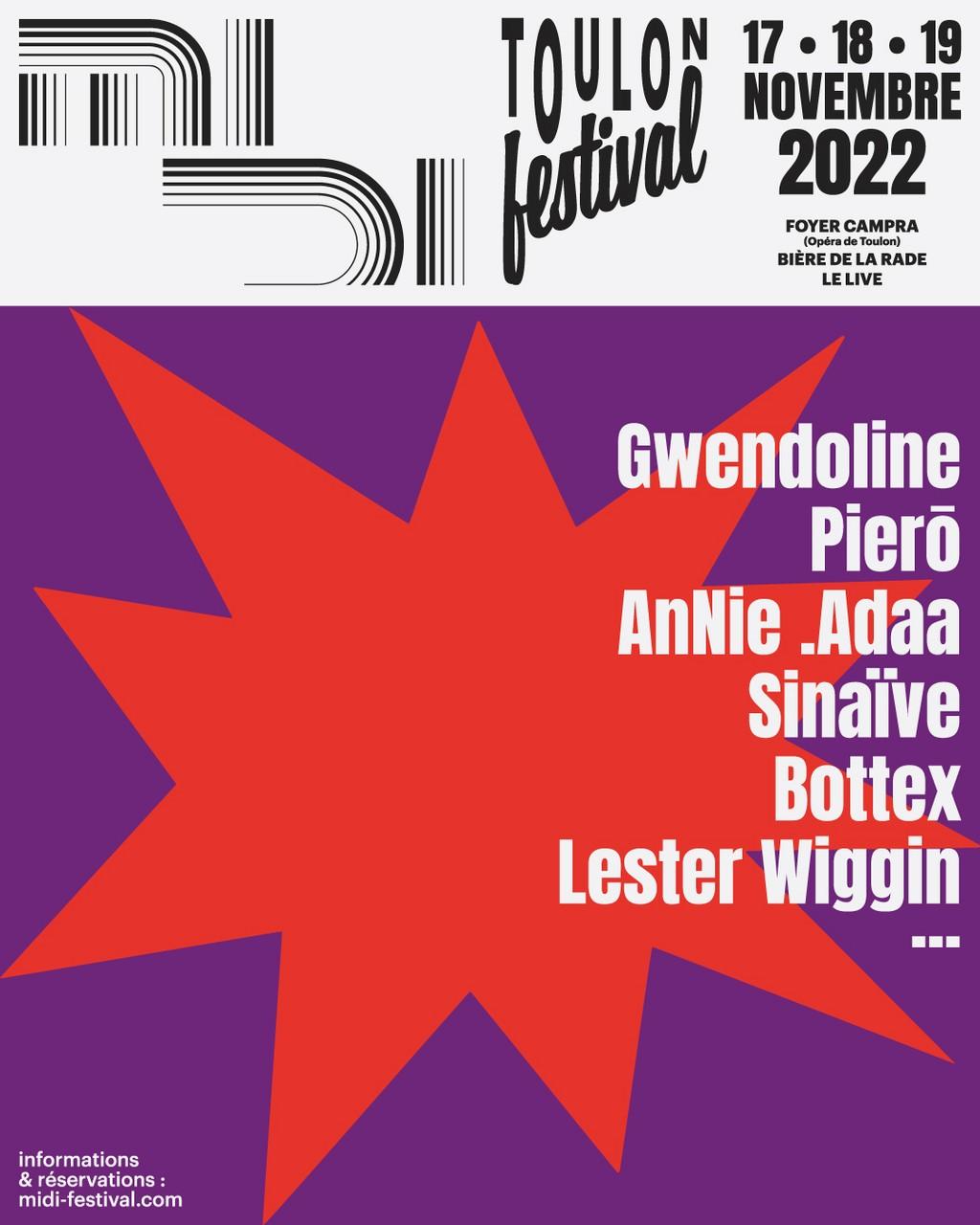 Lineup Poster MIDI Toulon Festival 2022