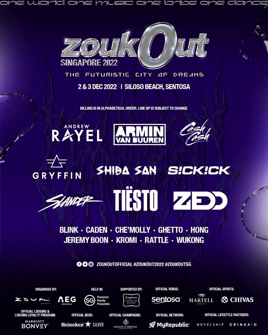 Lineup Poster Zoukout 2022