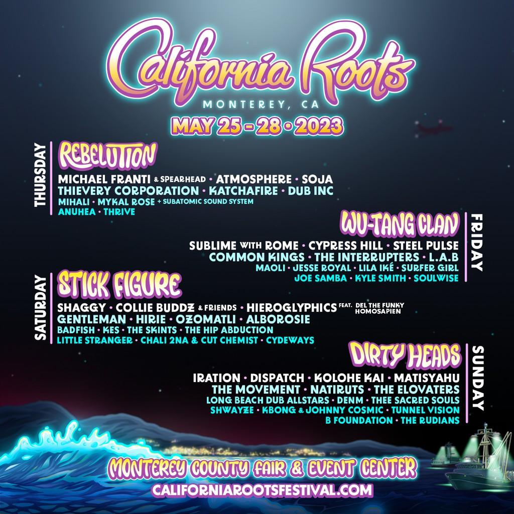 Lineup Poster California Roots Festival 2023