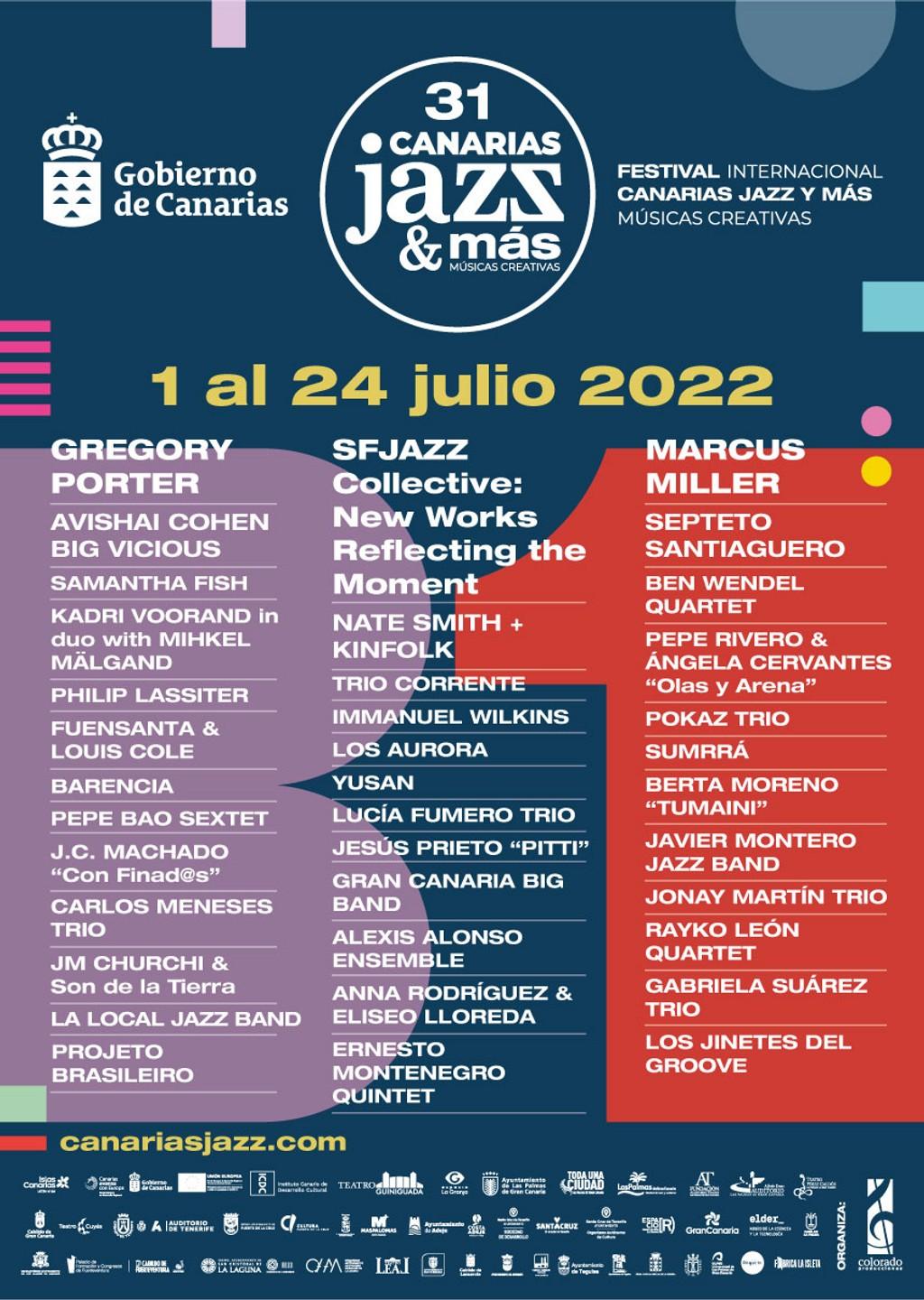 Lineup Poster Festival Internacional Canarias Jazz & Más 2022