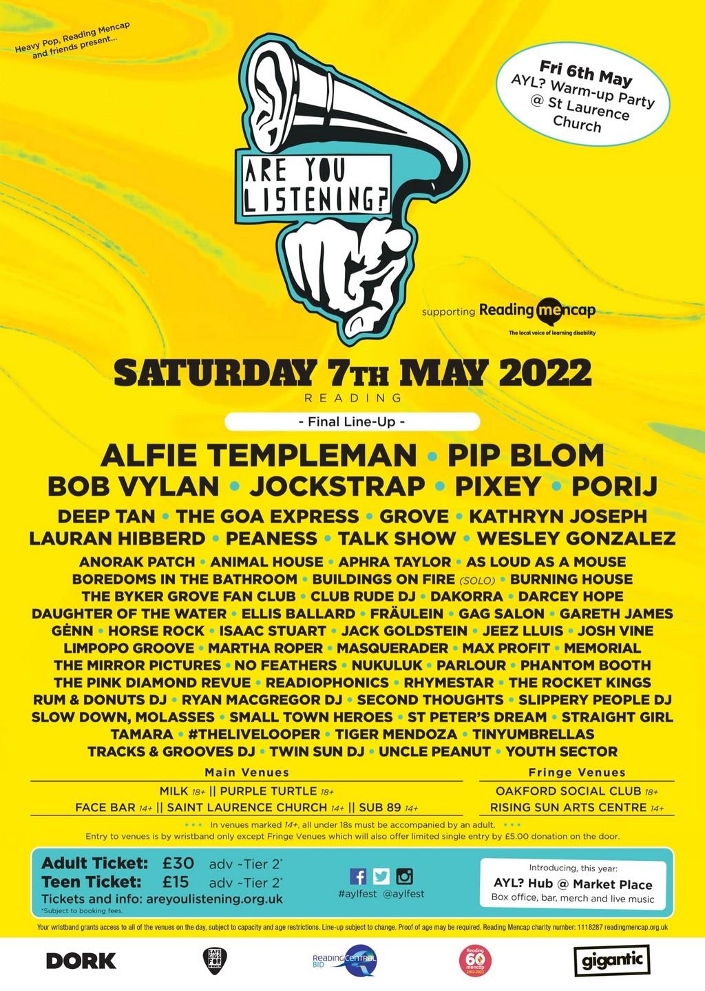 Lineup Poster Are You Listening? Festival 2022