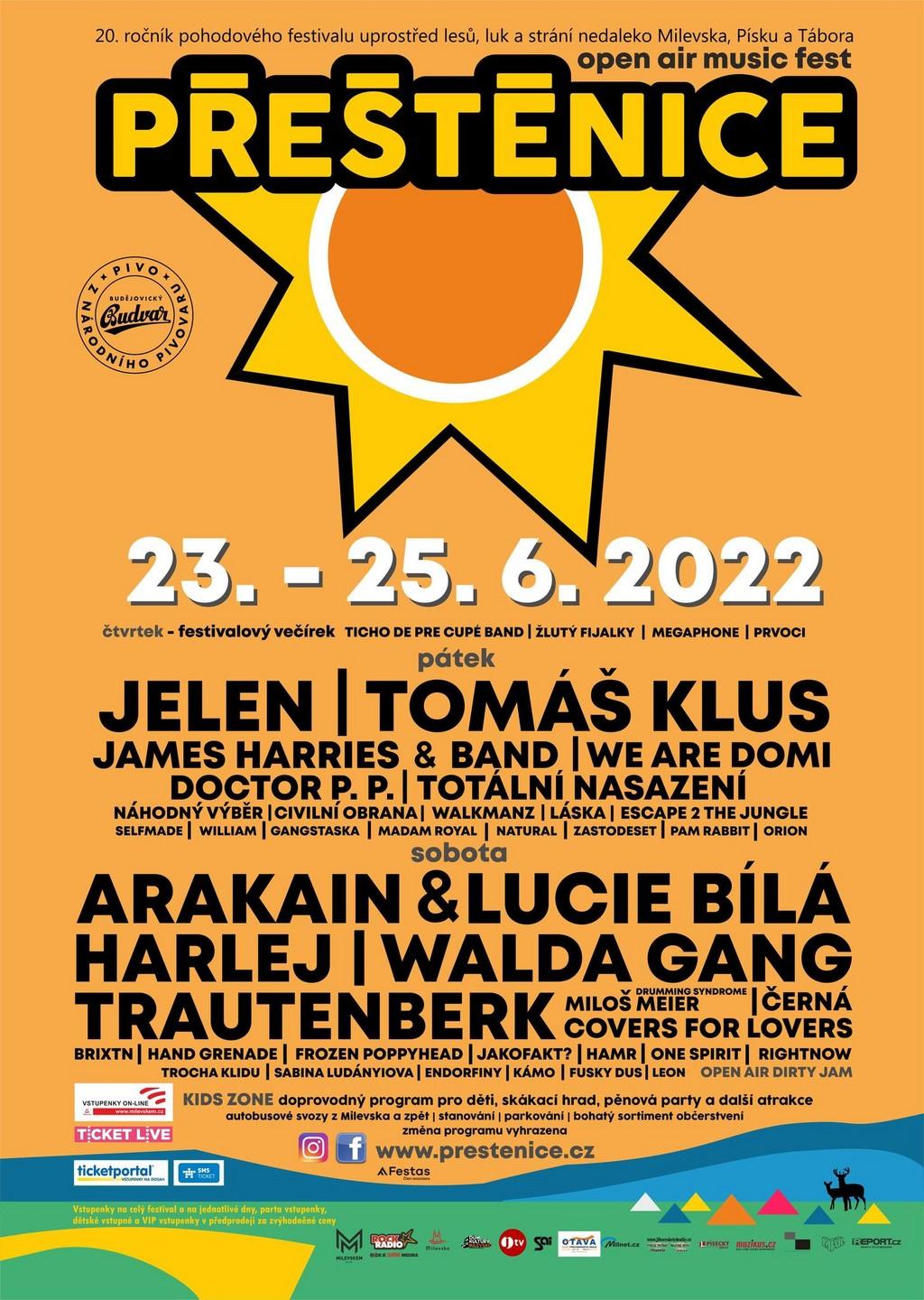 Lineup Poster Open Air Musicfest Přeštěnice 2022