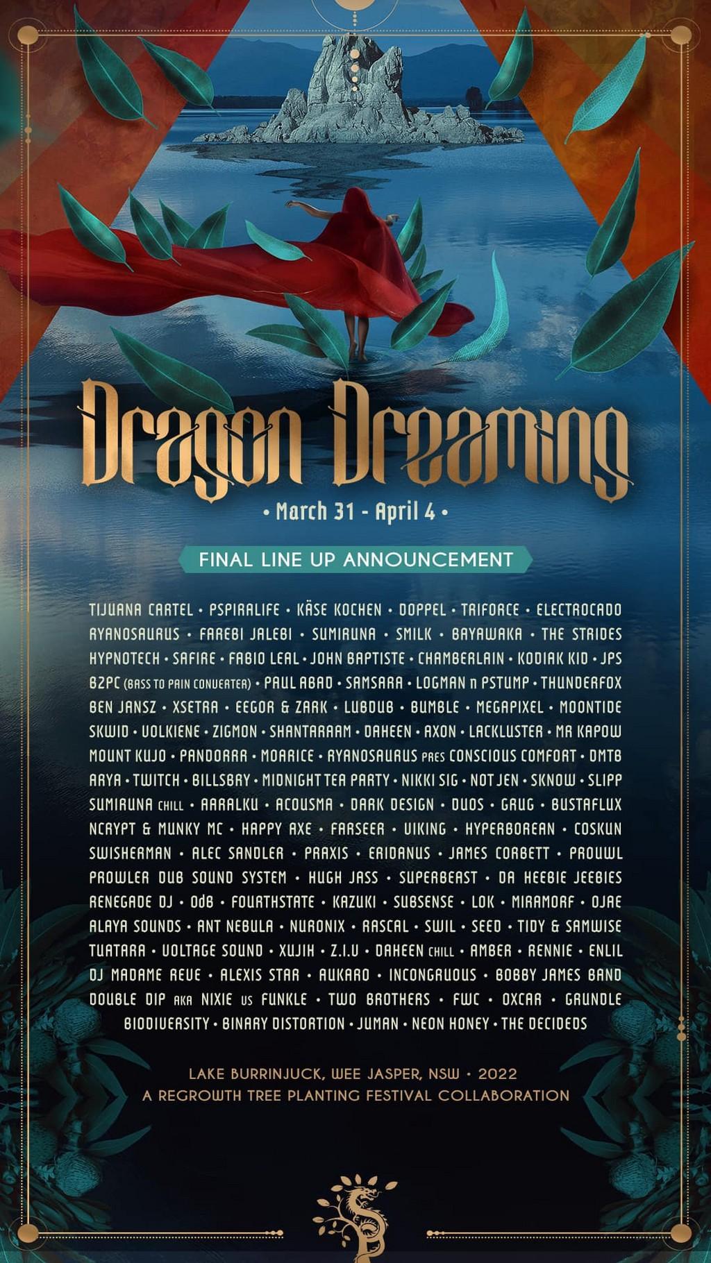 Lineup Poster Dragon Dreaming Festival 2022