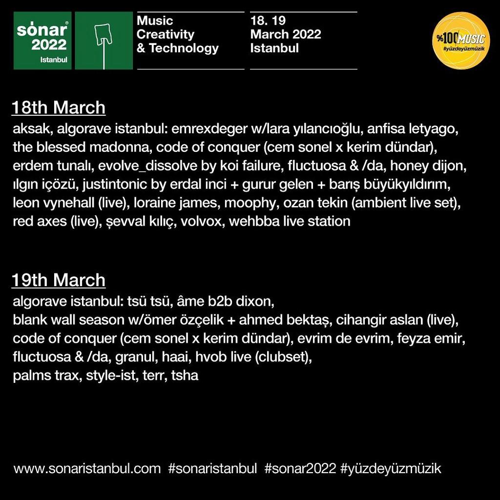 Lineup Poster Sonar Istanbul 2022