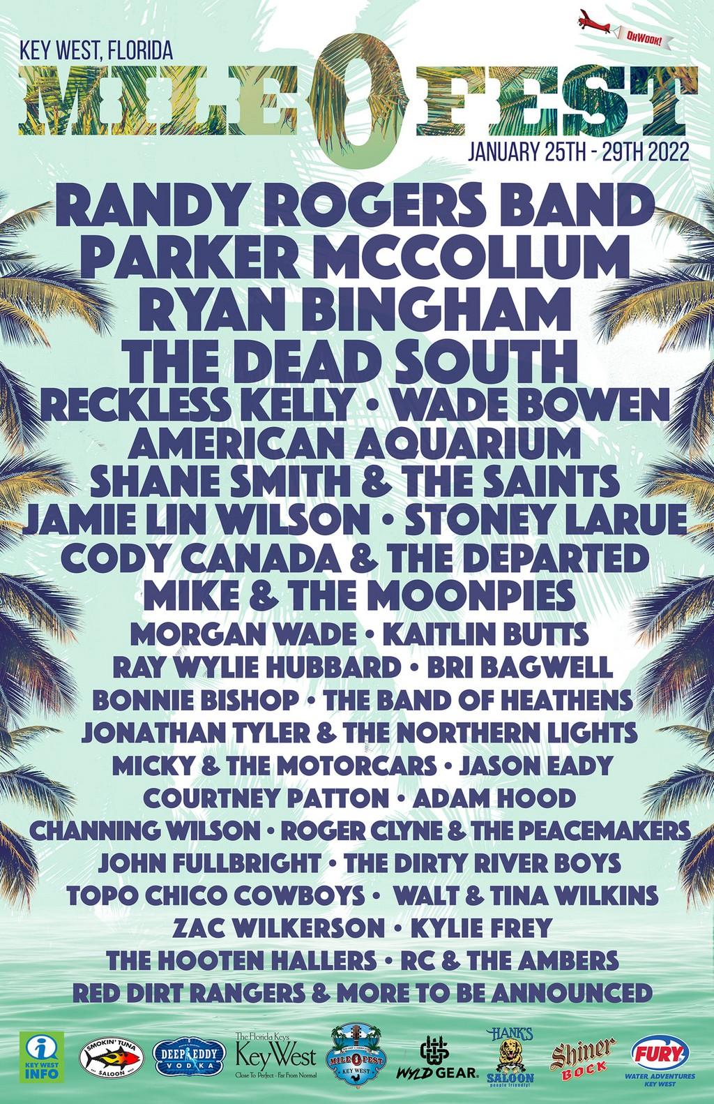 Lineup Poster Mile 0 Fest Key West 2022