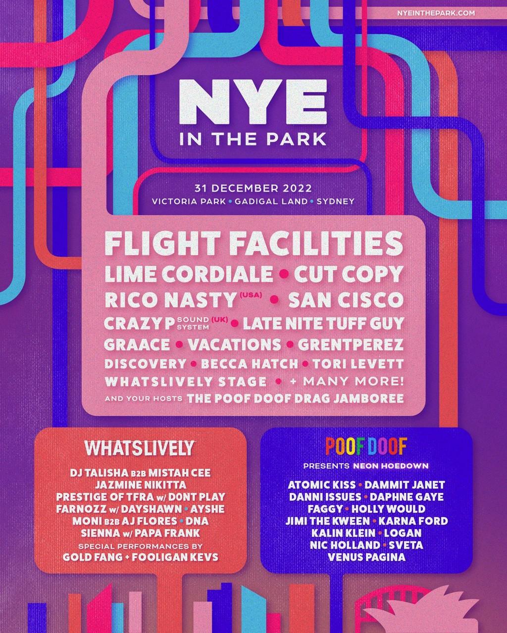 Lineup Poster NYE In The Park 2022