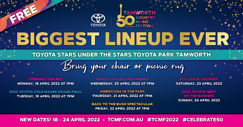 Lineup Poster Country Music Festival Tamworth 2022