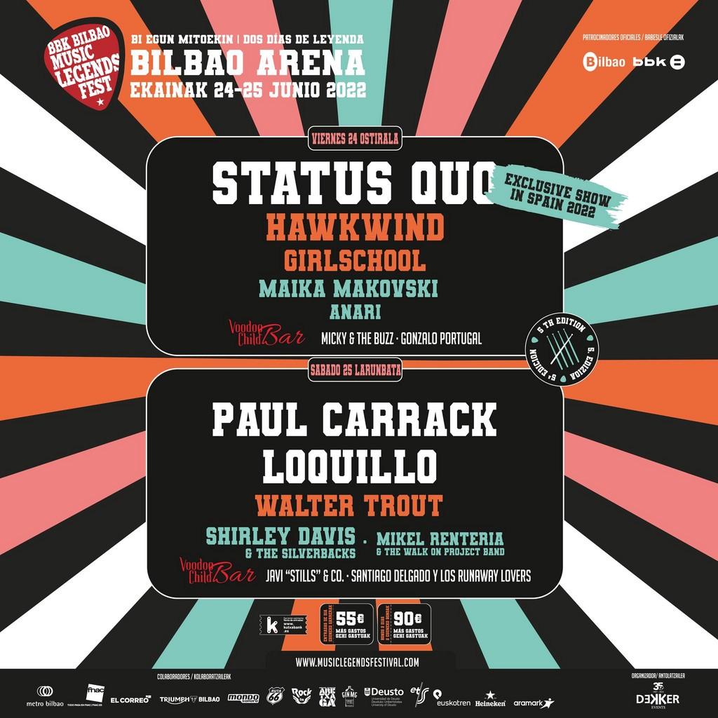Lineup Poster BBK Bilbao Music Legends Festival 2022
