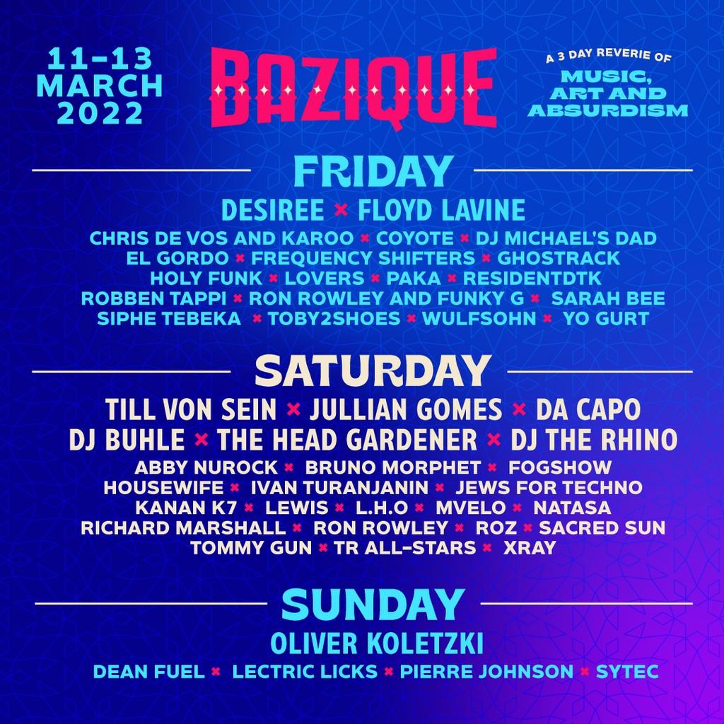 Lineup Poster Bazique Festival 2022