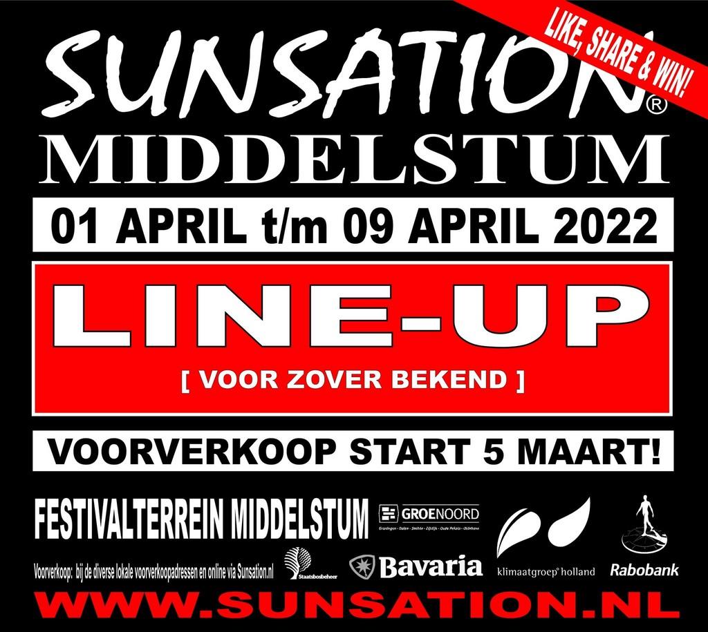 Lineup Poster Sunsation Middelstum 2022