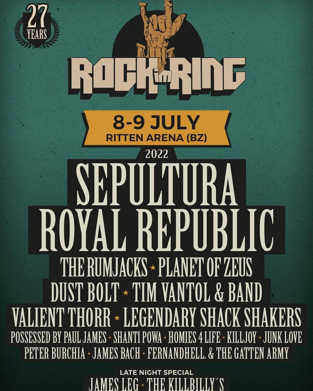 Lineup Poster Rock im Ring Festival 2022