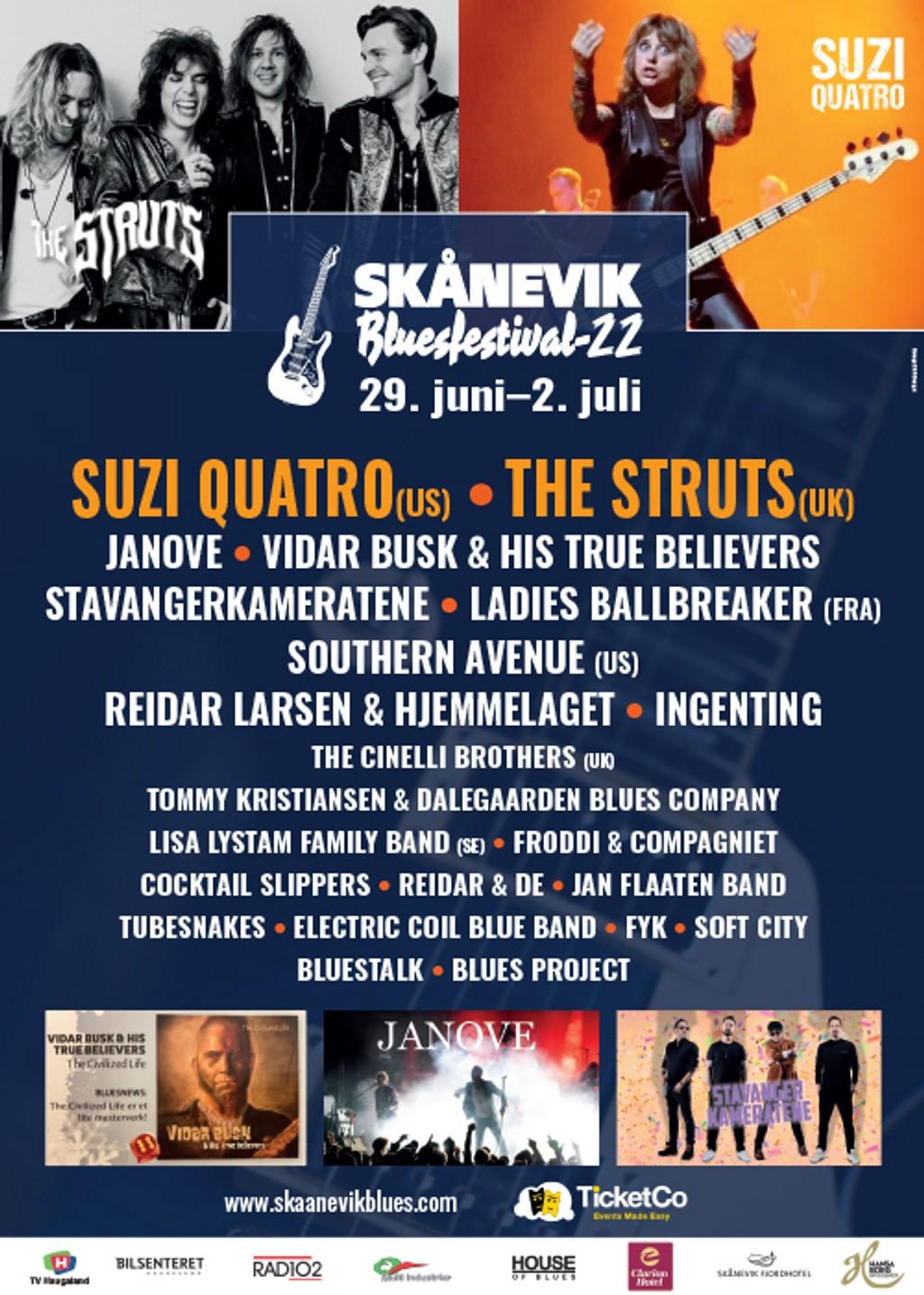 Lineup Poster Skånevik Bluesfestival 2022