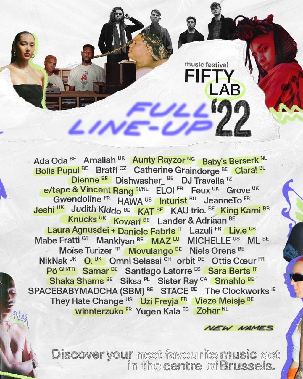 Lineup Poster Fifty Lab Festival 2022