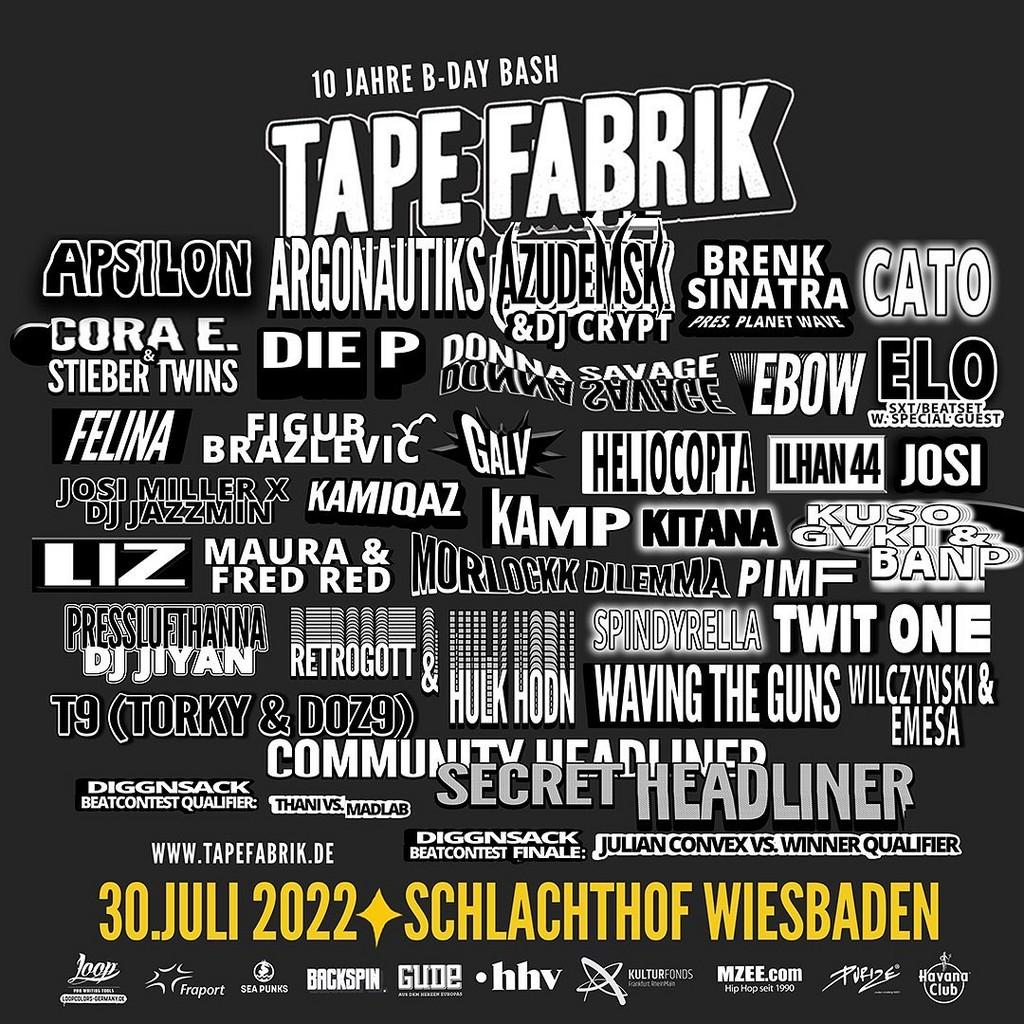 Lineup Poster Tapefabrik 2022