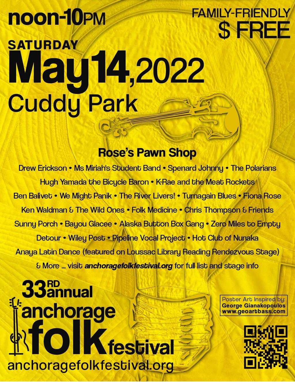 Lineup Poster Anchorage Folk Festival 2022