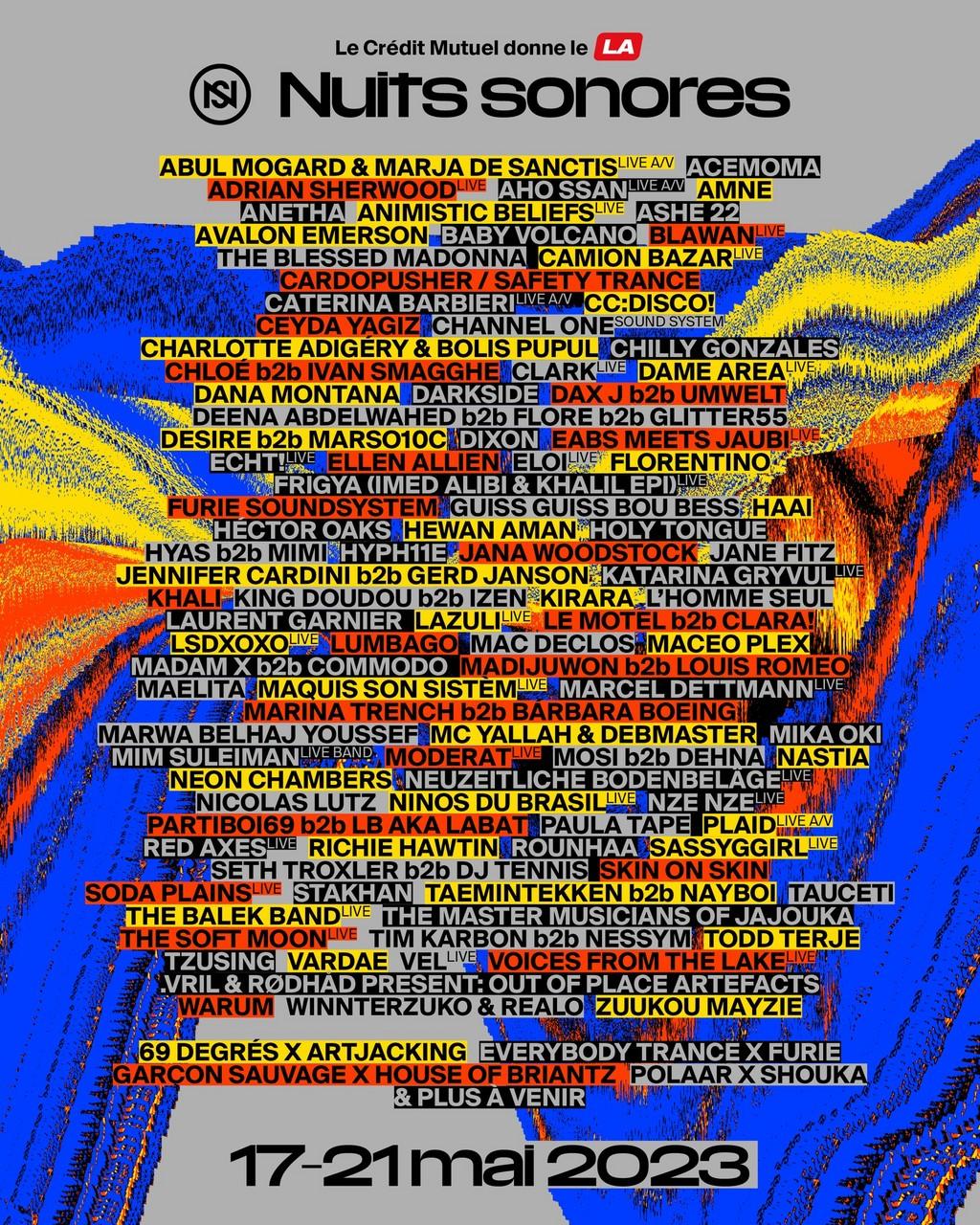Lineup Poster Nuits sonores 2023