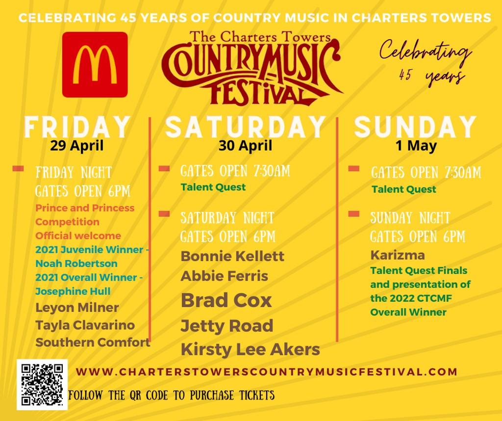 Lineup Poster Charters Towers Country Music Festival 2022