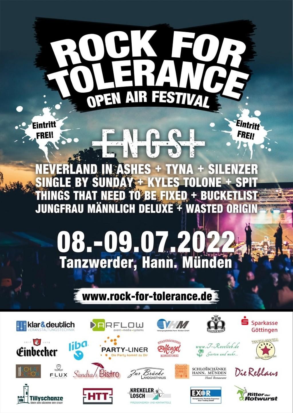 Lineup Poster Rock for Tolerance Open Air Festival 2022