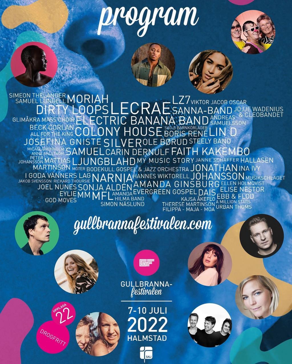 Lineup Poster Gullbrannafestivalen 2022