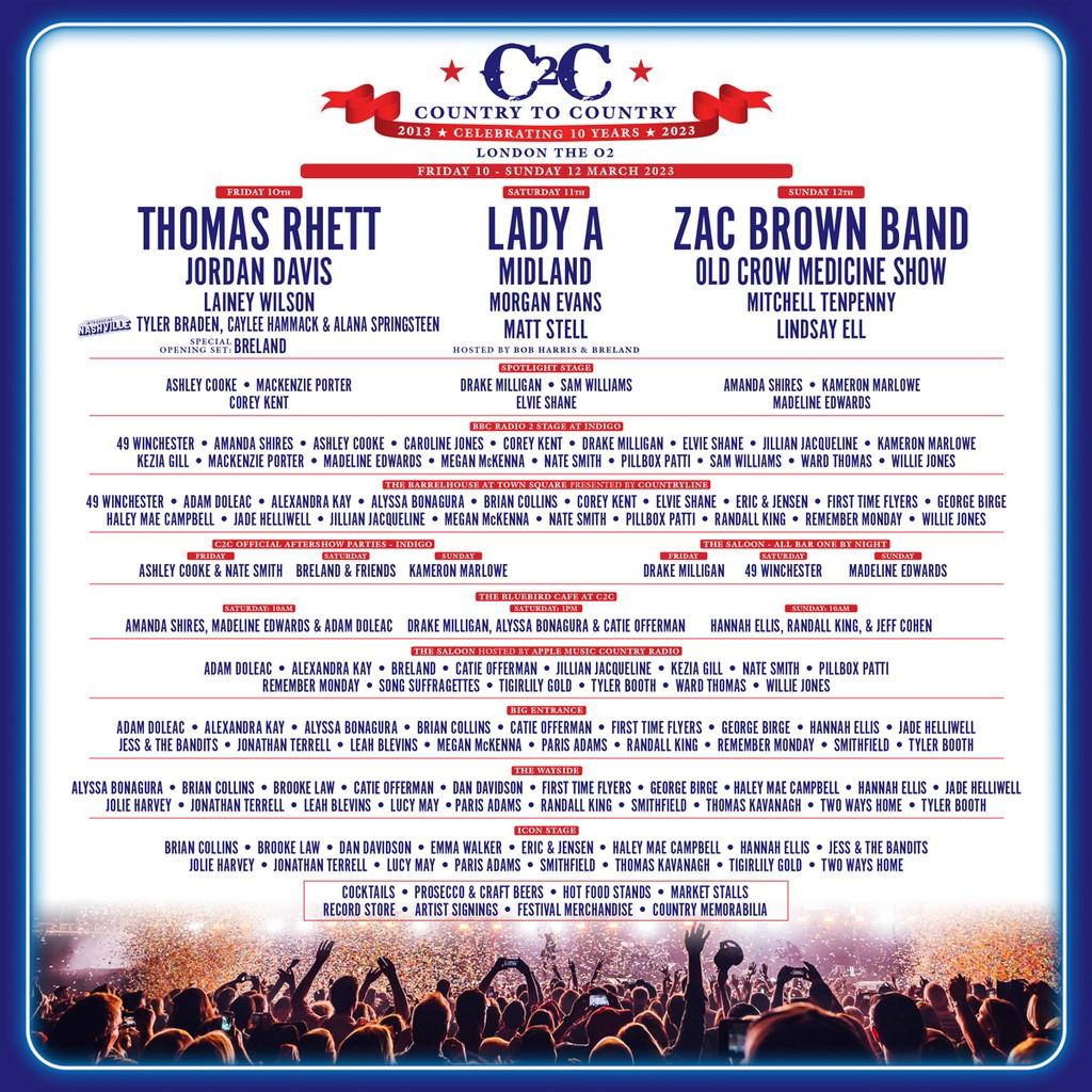 Lineup Poster Country to Country London 2023