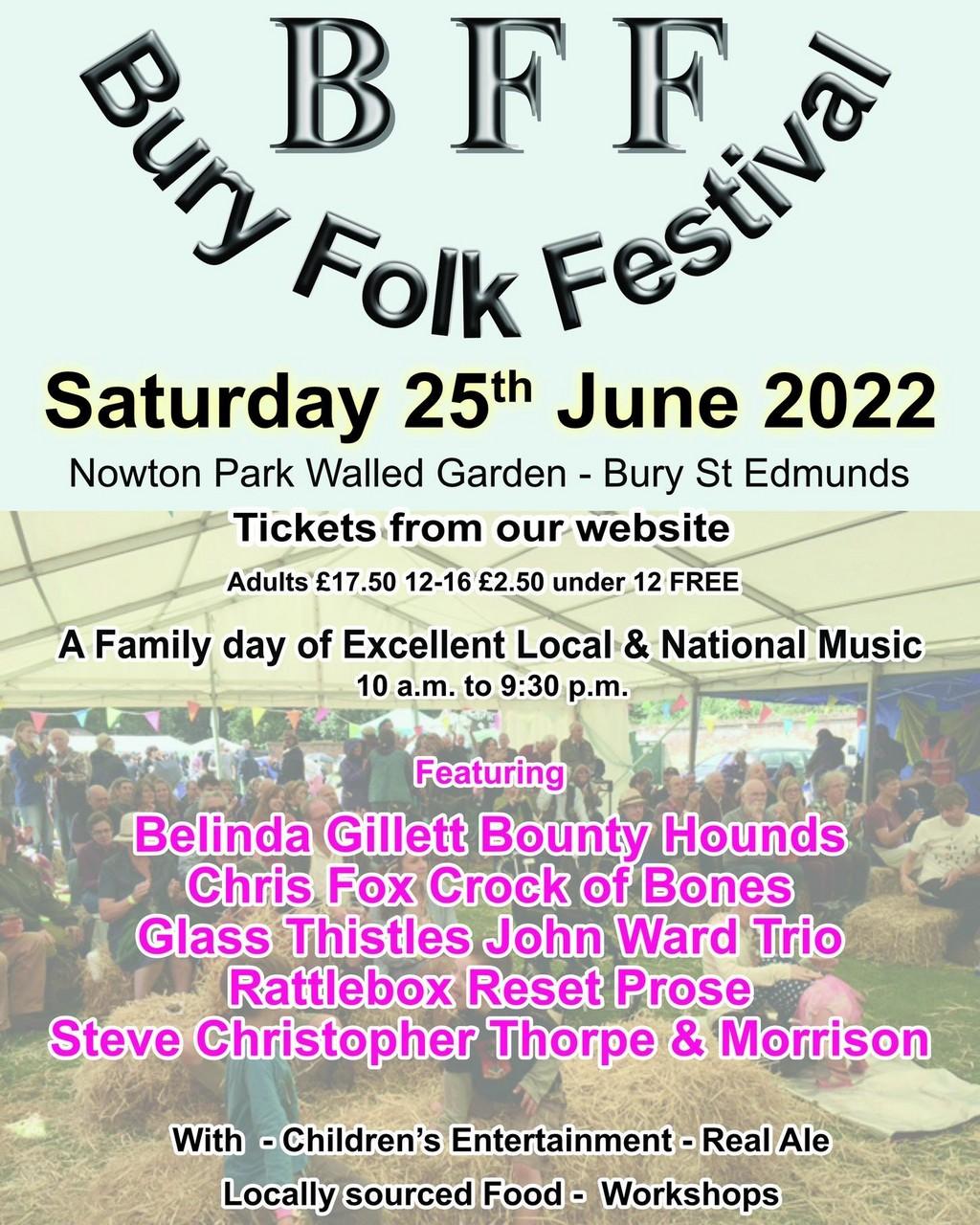 Lineup Poster Bury Folk Festival 2022