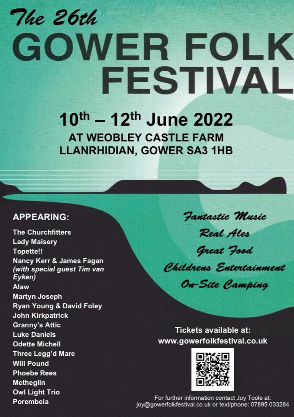 Lineup Poster Gower Folk Festival 2022