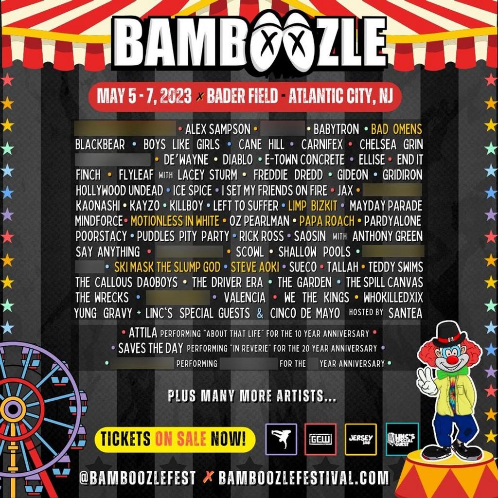 Lineup Poster Bamboozle Festival 2023