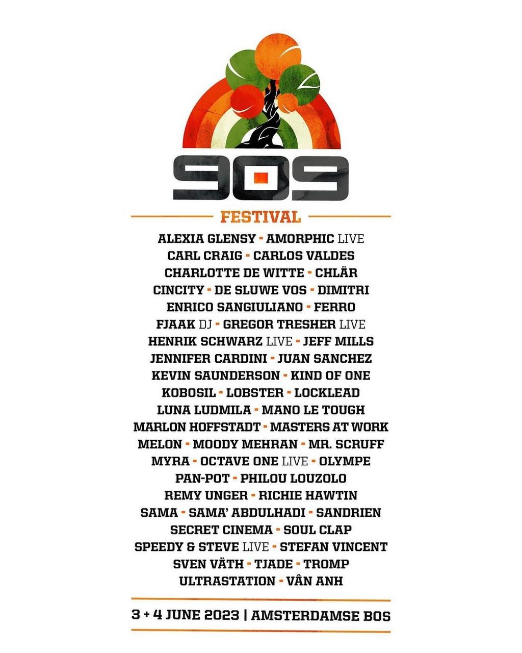 Lineup Poster 909 Festival 2023