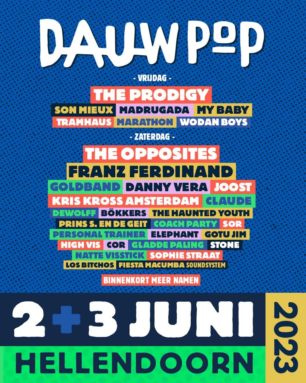 Lineup Poster Dauwpop Festival 2023