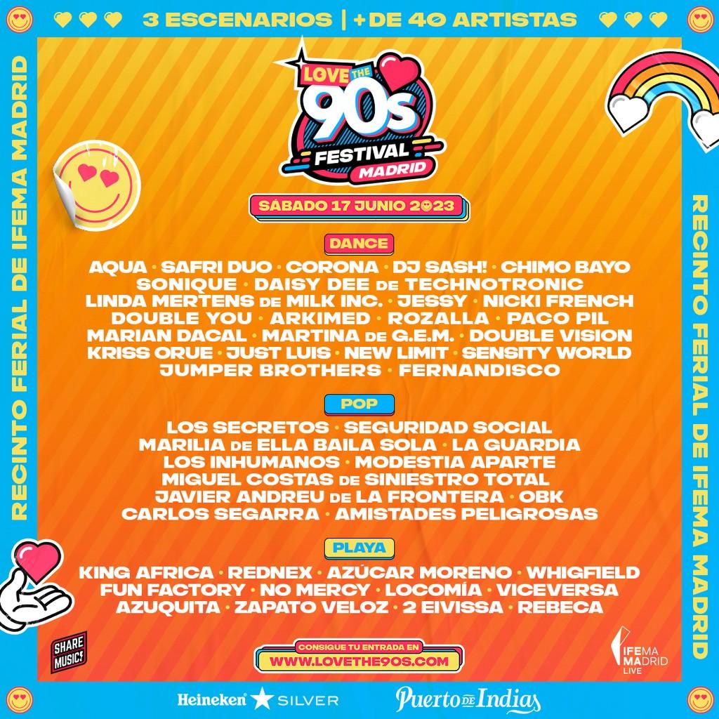 Lineup Poster Love The 90’s Festival Madrid 2022