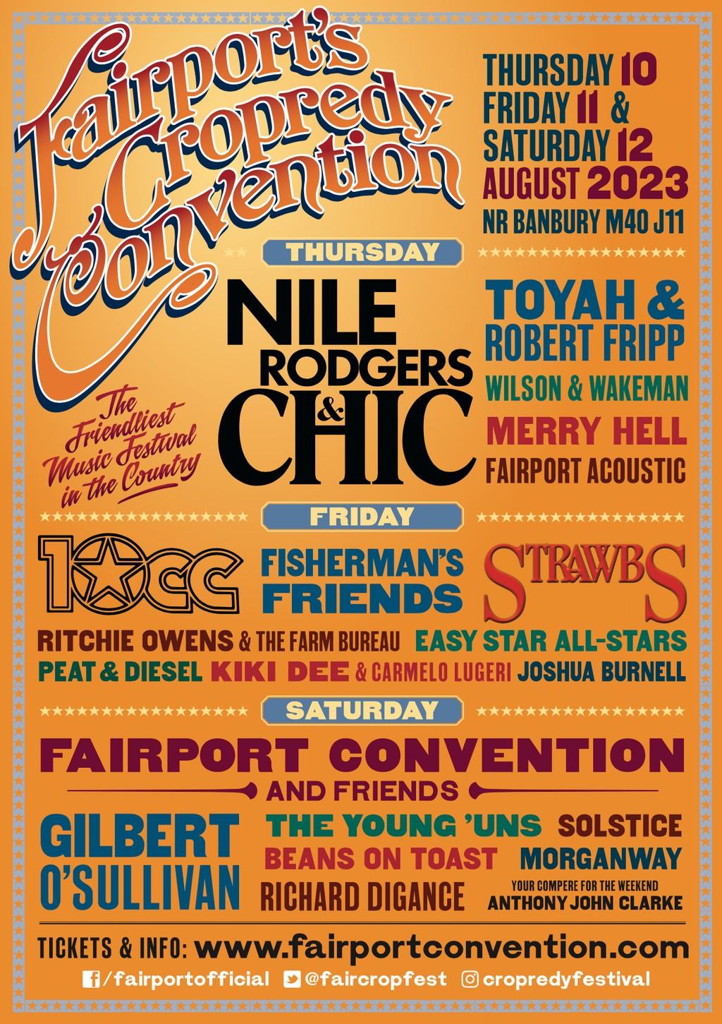 Lineup Poster Fairport's Cropredy Convention 2023