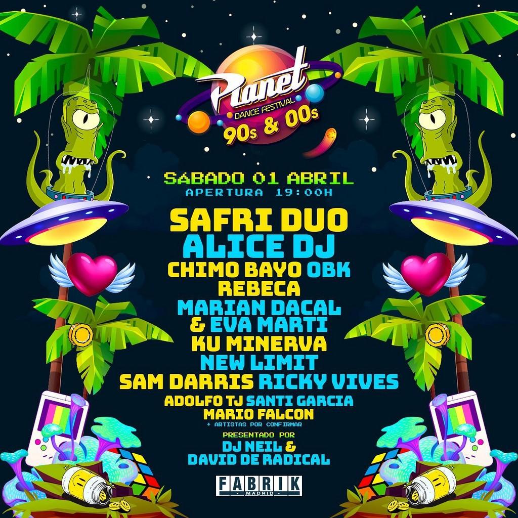 Lineup Poster Planet 90's & 00's Dance Festival 2023