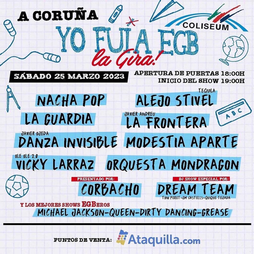 Lineup Poster Yo Fui a EGB La Gira A Coruña 2023