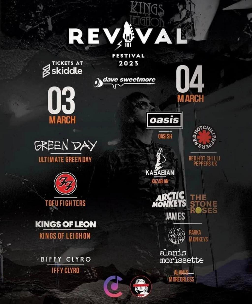 Lineup Poster Revival Music Festival Blackpool 2023