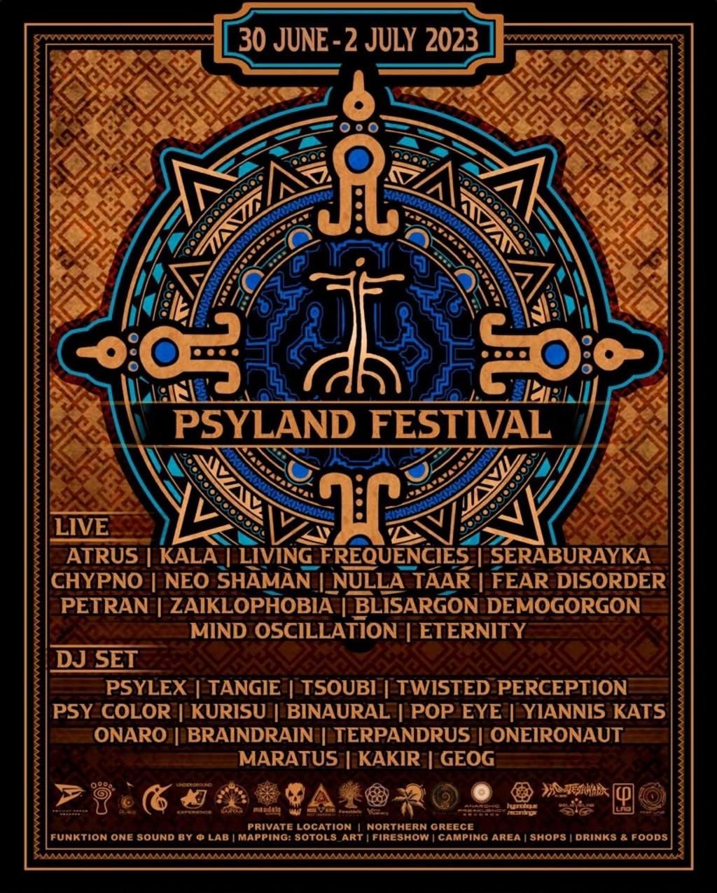 Lineup Poster Psyland Festival 2023