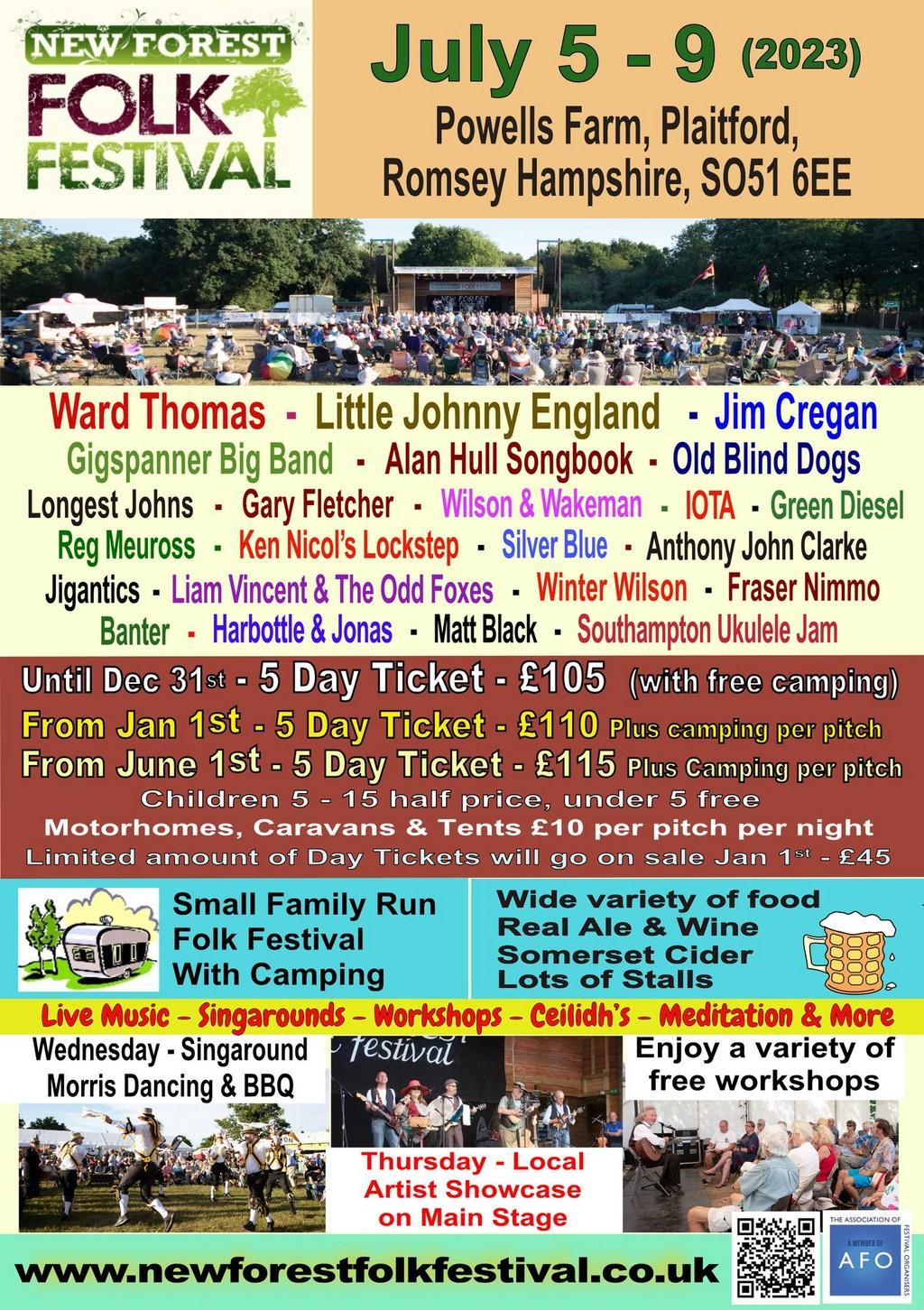 Lineup Poster New Forest Folk Festival 2023