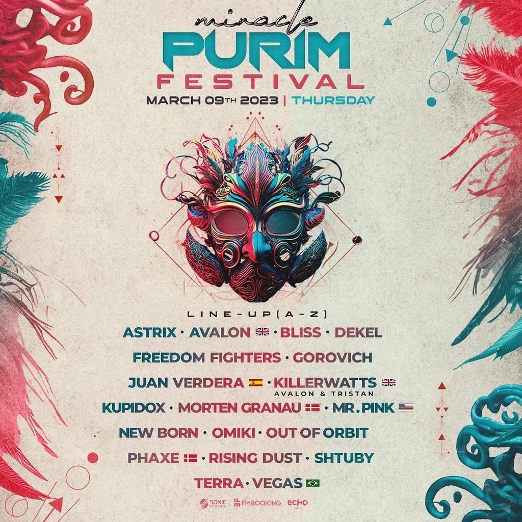 Lineup Poster Miracle Purim Festival 2023