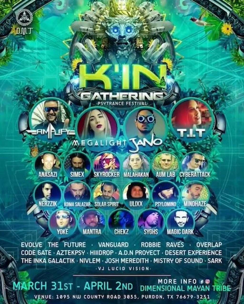 Lineup Poster K'IN GATHERING Psytrance Festival 2023