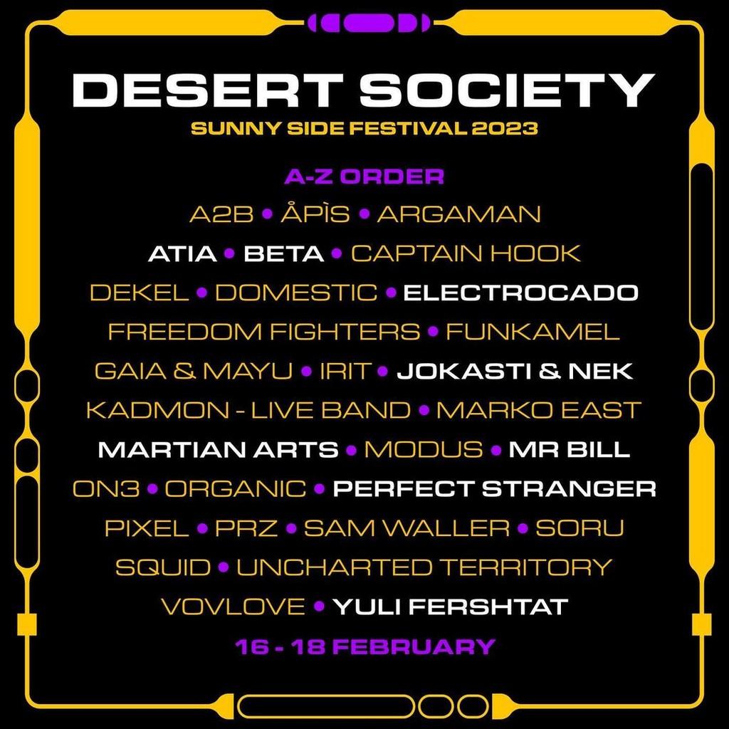 Lineup Poster Desert Society – Sunny Side Festival 2023