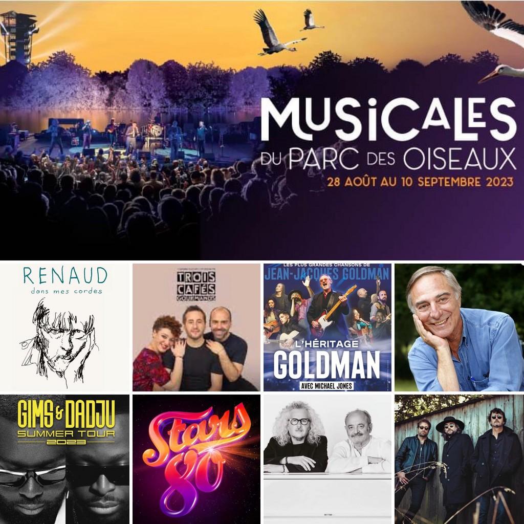 Lineup Poster Musicales du Parc des Oiseaux 2023