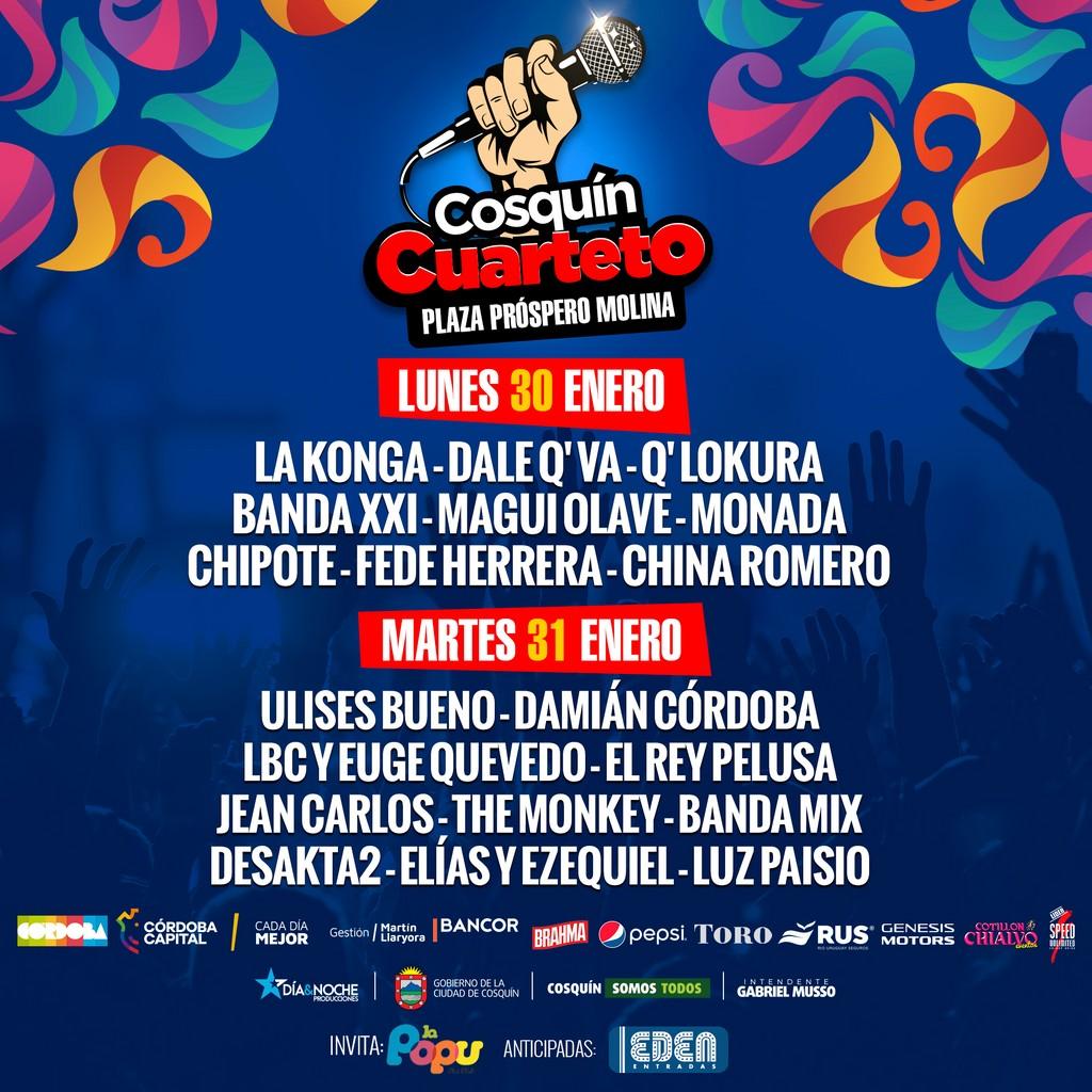 Lineup Poster Cosquín Cuarteto 2023