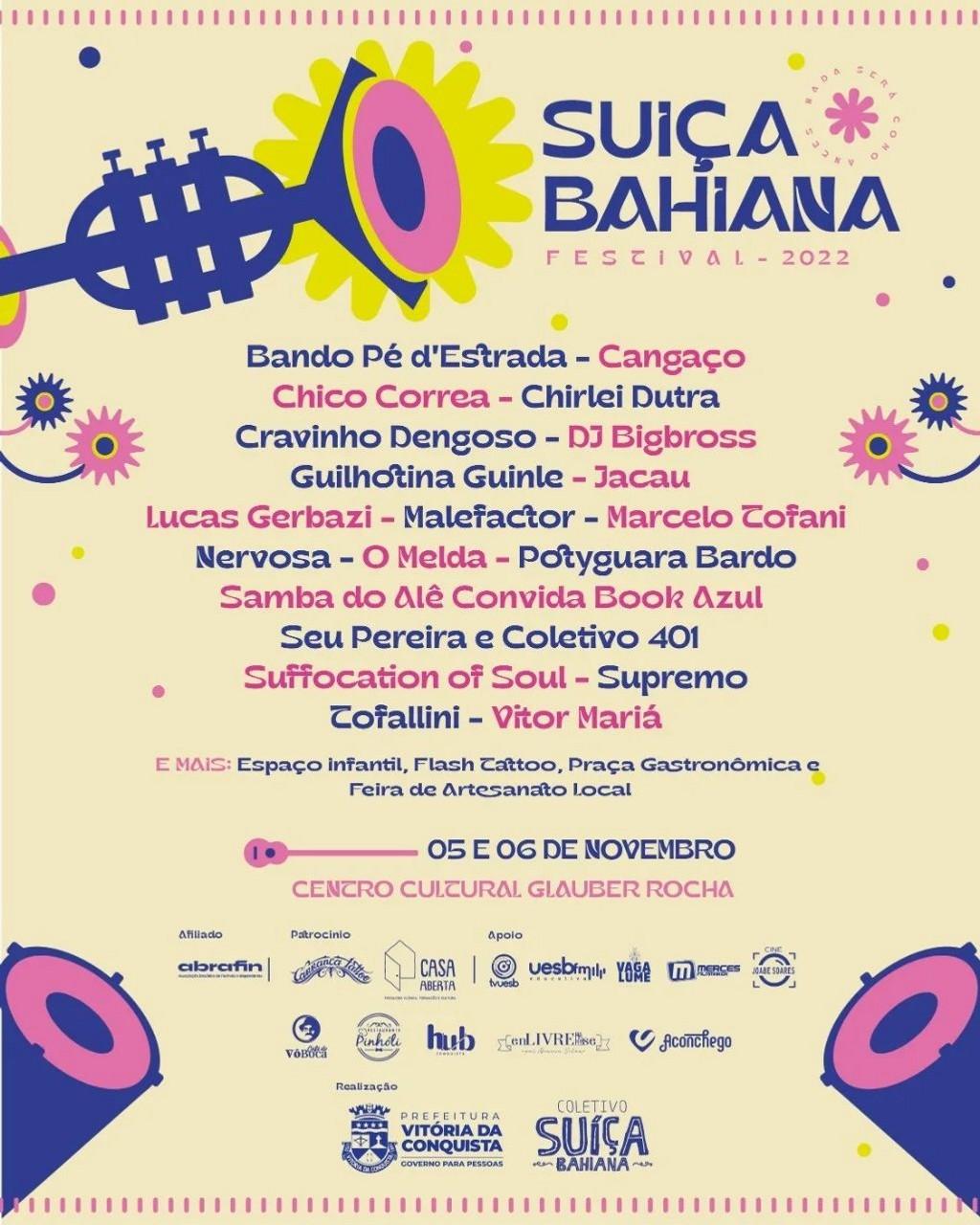 Lineup Poster Festival Suíça Bahiana 2022