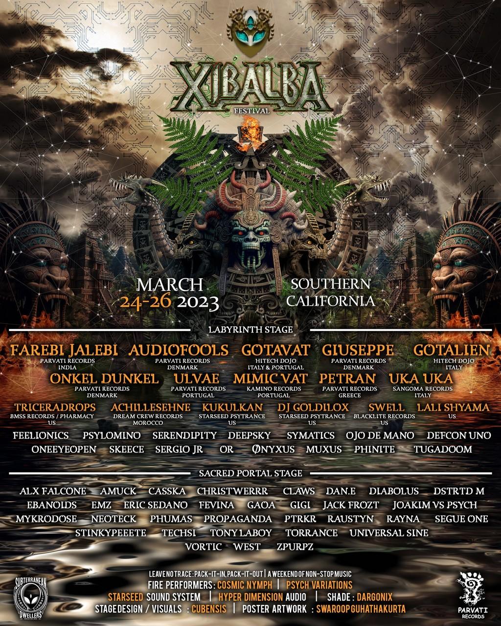 Lineup Poster Xibalba Outdoor Festival 2023